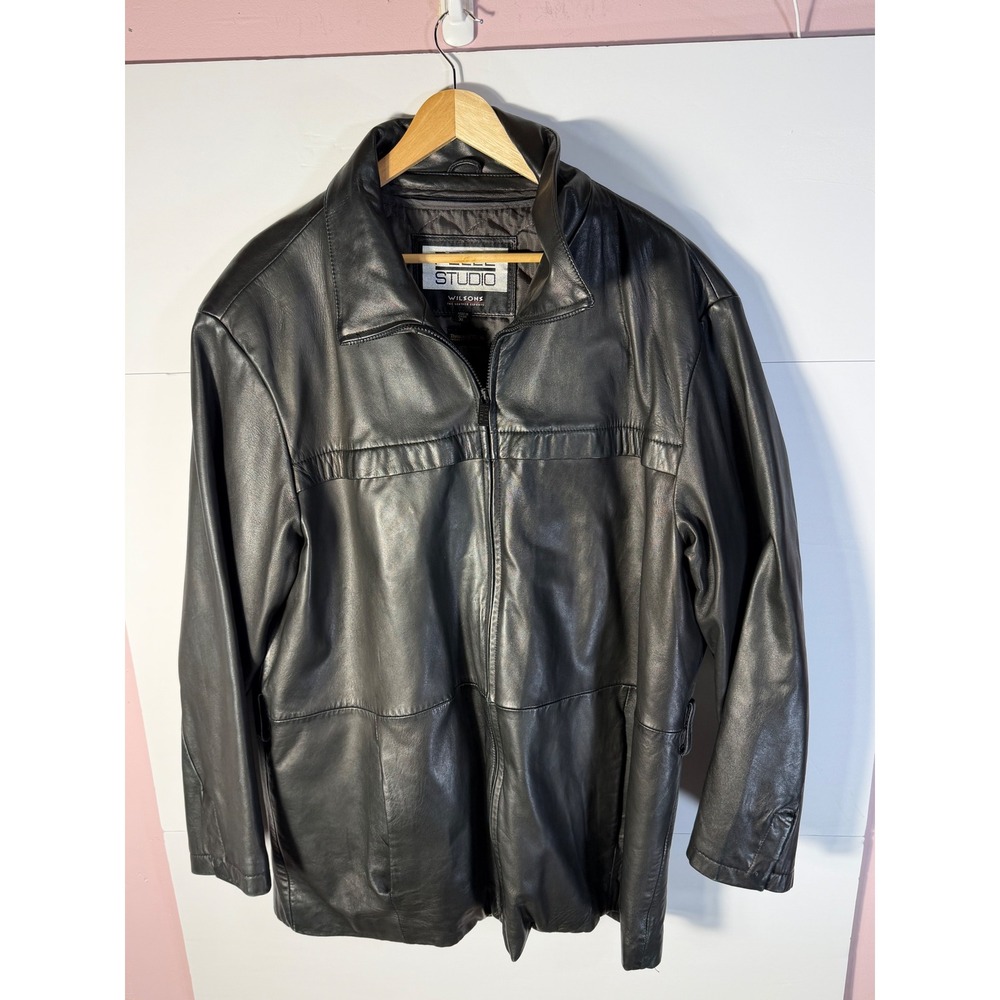 Wilsons Leather Pelle Studio Black Leather Jacket Thinsulate Ultra Mens XL